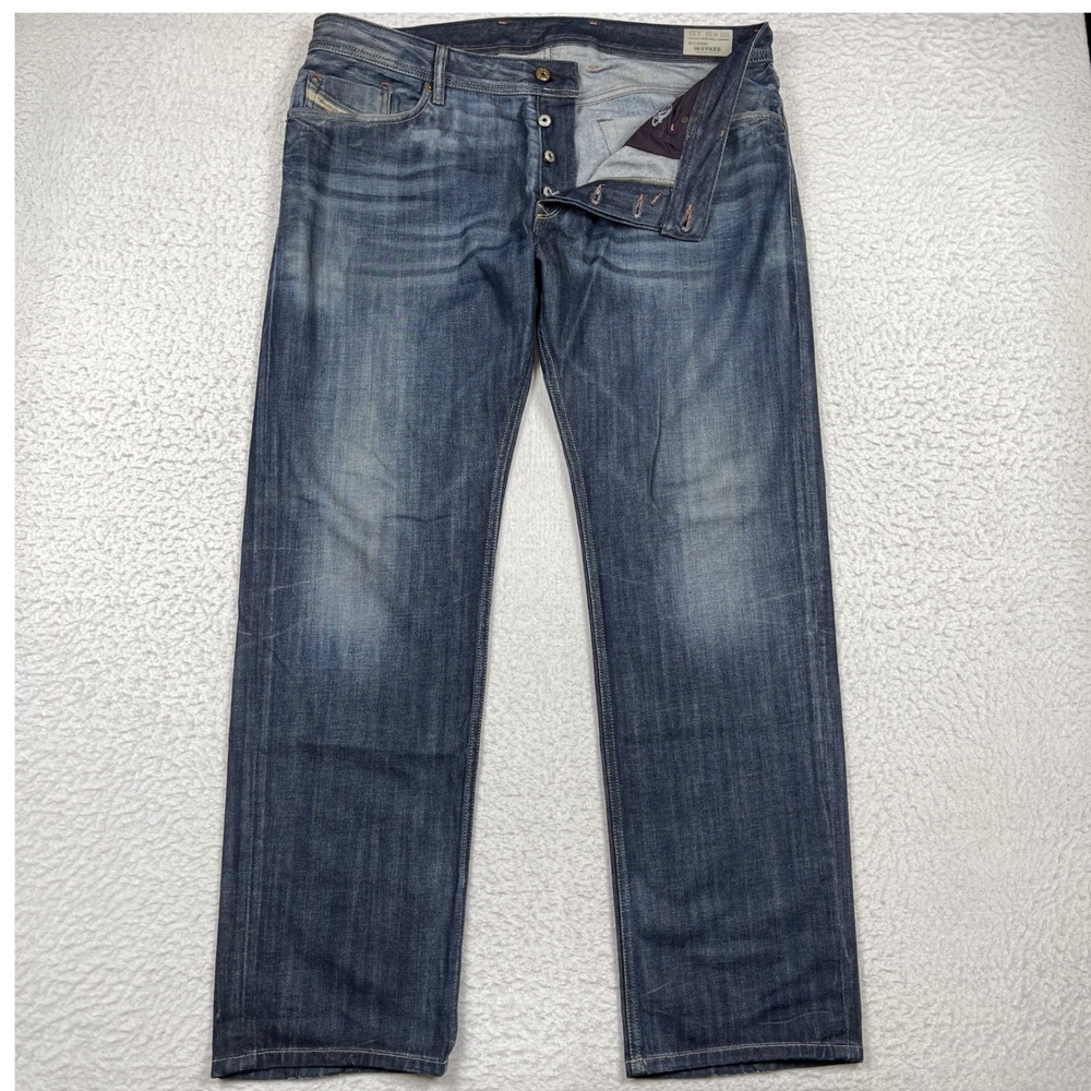 Diesel Jeans Mens 38x32 Blue Waykee Straight Leg Regular Fit Casual Streetwear
